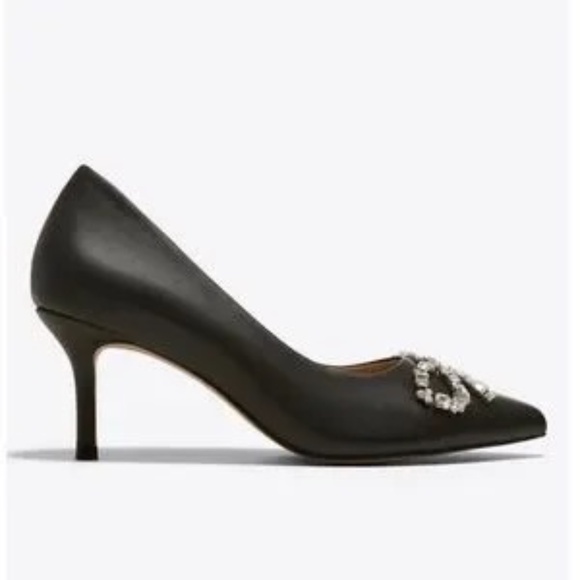 Draper James Ginny in Belle Meade Black Leather with Rhinestone Bows - Picture 3 of 7